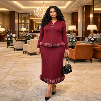 Robe longue noire de style abaya islamique modeste, avec volants, col en V, en tricot côtelé, taille plus, pour les occasions spéciales musulmanes
