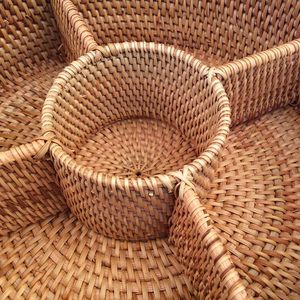 Boîte de rangement en rotin rustique écologique avec couvercle et poignée pour boîte cadeau, porte-fruits - Product Image 4