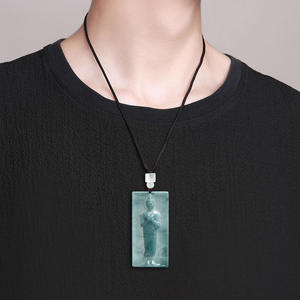หยกธรรมชาติหยกน้ำเงินพระพุทธรูปจี้หยกพุทธศาสนา UNISEX สไตล์จีนของขวัญพร้อมใบรับรองการประเมิน E078 - Product Image 4