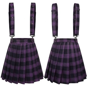 Womens dây treo xếp li váy Goth tím sọc kẻ sọc quần short 5XL Punk quần áo cộng với kích thước Gothic váy váy trượt băng nghệ thuật - Product Image 3