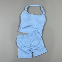 Ensemble de sport 2 pièces pour femme : soutien-gorge de yoga à col halter et short respirant, écologique, nouvelle collection 2026 – Vente en gros