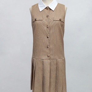 Wholesale Customized OEM ODM High Quality Women's <b>Dresses</b> New Casual Commuter Solid Color Plaid Lapel Sleeveless <b>Dresses</b> - Product Image 3