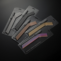 Offre de pailles en acier inoxydable approuvées de qualité alimentaire ensemble de pailles à boire colorées en métal réutilisables avec brosse de nettoyage A4011009