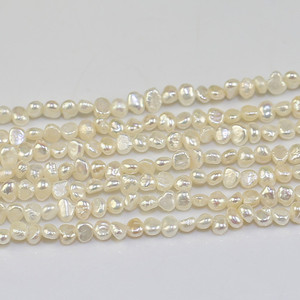 天然真珠ビーズネックレス3-4mm最小小型フラットナゲット不規則低価格淡水バロック真珠 - Product Image 2