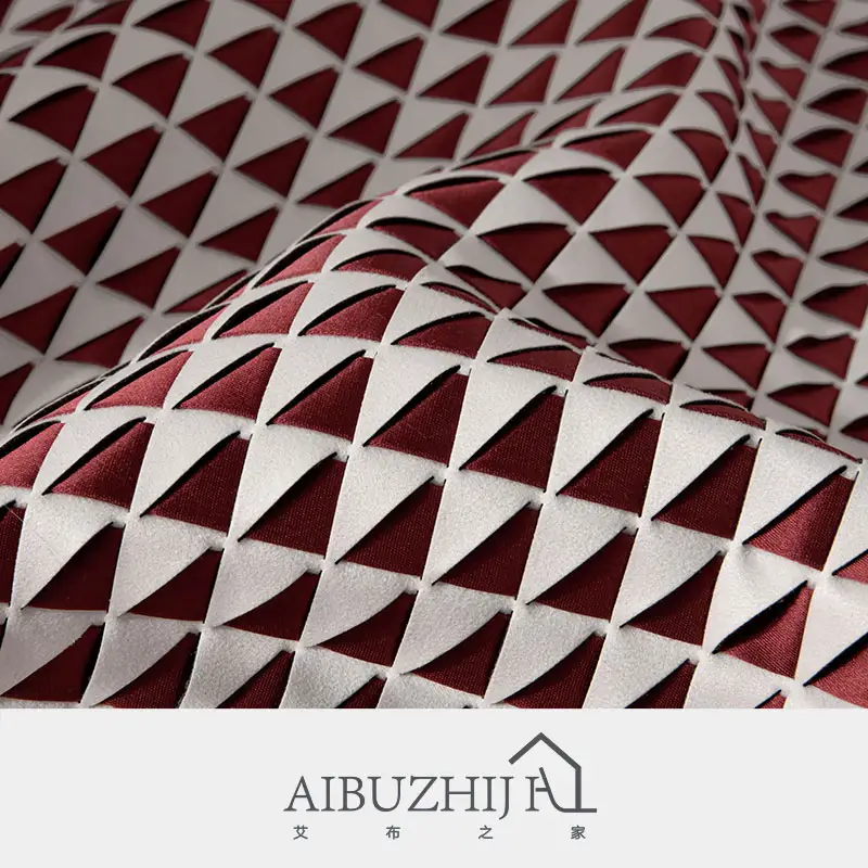 AIBUZHIJIA Upholstery Faux Leather Throw Pillow Cover Handmade Woven Red White Geometric Pattern Cushion Cover