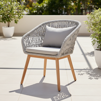 Nouvelle Arrivée Ensemble de Mobilier de Jardin Moderne Résistant aux UV et aux Intempéries, Chaise de Jardin en Corde pour Hôtels et Villas, Finition Thermolaquée