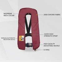 Gilet de sauvetage gonflable manuel à ballon unique 150N Flottabilité Gilet de sauvetage Équipement de sauvetage en mer Gilet de sauvetage pour adultes (Rouge)