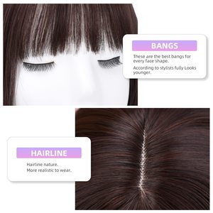 Peluca corta y recta Xinyao M7005A de fibra sintética marrón para mujer, cualquier forma de rostro, realista y a la moda - Product Image 4