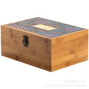 Caja de Almacenamiento de Bambú Cuadrada con Cerradura para Té, Regalos, Manualidades - Product Image 4