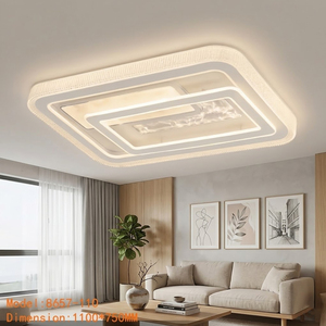 Plafonnier d'intérieur minimaliste, cadre géométrique croisé, luminaire LED à 3 couleurs modifiables, pour chambre à coucher, bureau, éclairage lumineux - Product Image 1