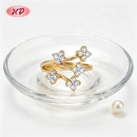 Bagues en laiton plaqué or 18 carats avec zirconiums, fleurs en émail et couronne en filigrane, style moderne, pour femmes, vente en gros
