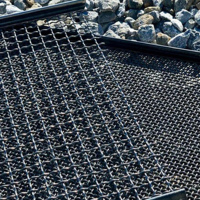 Maille de tamis vibrant à double sertissage, diamètre du fil 3,0-6,0 mm, ouverture 0,1-50 mm, en acier à haute teneur en manganèse 65Mn, résistante à l'usure