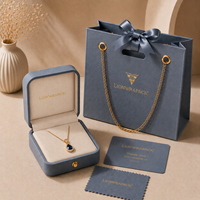 Ensemble d'emballage de bijoux personnalisé Lionwrapack : Boîte à collier en cuir, sac à chaîne, carte, tissu, logo, ensemble de boîtes à bijoux FSC