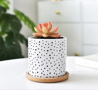 Pot en céramique Pot à succulentes Grand pot de fleurs géométrique de 3,5 pouces