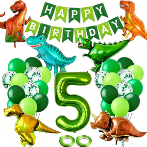 Ballon en aluminium vert chiffre 40 pouces Dinosaure pour garçons, Bannière Joyeux <span class=keywords><strong>Anniversaire</strong></span> Jungle, Accessoires de fête, Ballon d'<span class=keywords><strong>anniversaire</strong></span> pour enfants - Product Image 4