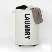 Panier à linge pliable en tissu imperméable avec couvercle, type autoportant pour rangement