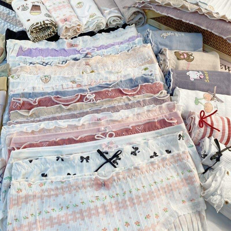 Women's Underwear Bulk Cheap Stock Underwear Women Lovely Japanese Cotton Anti-bacterial Mid-waist Briefs