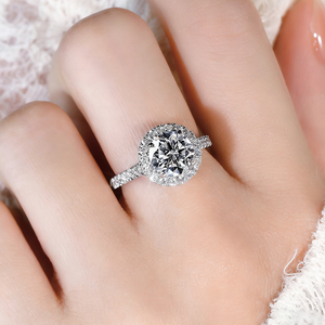 Pabrik Cincin Kustom SGARIT <span class=keywords><strong>Set</strong></span> Cincin Pertunangan Pernikahan Wanita Emas Putih 14k Perhiasan Cincin Moissanite 2ct Bersertifikat GRA VVS1D - Product Image 4