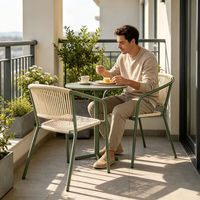 Fauteuil d'extérieur moderne en aluminium avec structure en rotin PE tressé, empilable, pour terrasse, jardin, bistrot, restaurant