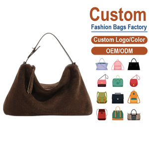 Sac croissant en daim nubuck marron foncé, rétro, de qualité supérieure, grande capacité, à porter à la main ou en bandoulière, personnalisation OEM - Product Image 1