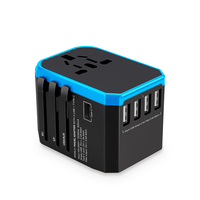 Teknologi Terbaru Soket Steker Listrik Adaptor Perjalanan USB Pengisi Daya Seluruh Dunia Tipe-c Port 4 USB Adaptor Universal