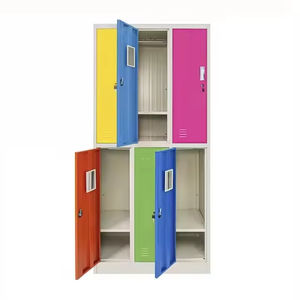 Casier en acier à 6 portes avec barre suspendue, serrure à clé à <span class=keywords><strong>induction</strong></span>, pour rangement de chaussures et vêtements, modèle 2026, assemblé en salle de sport - Product Image 3