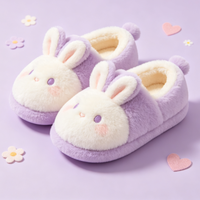 Chaussons d'hiver chauds en fourrure pour enfants Kedi, design mignon de dessin animé avec animal en peluche, pour chambre d'enfant, intérieur, pour parents et enfants