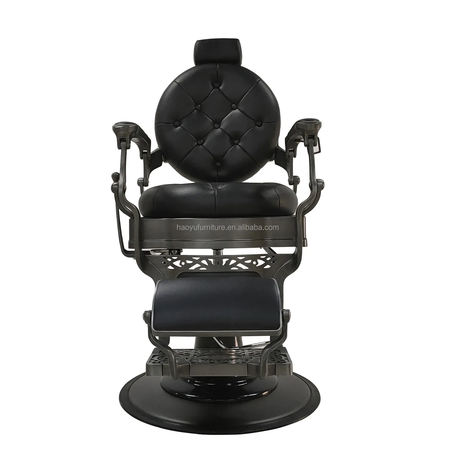 Iyi fiyat yuvarlak geri siyah berber sandalyeleri büyük kuaförlük sandalye tasarımı