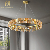 Lustre moderne en verre de Murano décoratif d'intérieur, luminaire suspendu rond à LED de luxe pour salon