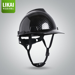 Likai Carbon Fiber Patterned Safety Helmet Black Abs Construction Site Hard Hat 6 Point Suspension Cotton Lining - Product Image 1