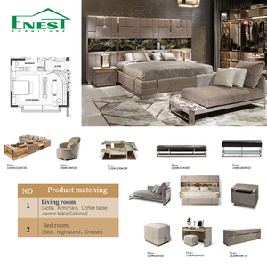 Set Camera da Letto di Design Italiano di Lusso, Letto King Size in Pelle con Testiera LED per Progetti Alberghieri e Ville, Soluzione Chiavi in Mano - Product Image 5