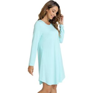 Chemise de nuit personnalisée pour femme en viscose de bambou, manches longues, col rond, douce et décontractée, tailles S à XXL - Product Image 4