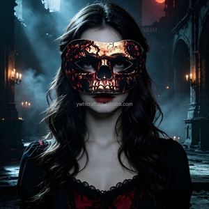 Masques de Demônium Demi-Visage HLC pour Halloween, Masque Sanguin pour Costume de Cosplay, Accessoires pour Fête Thème Horreur <span class=keywords><strong>et</strong></span> Maison Hantée - Product Image 4