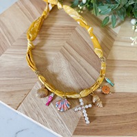 WOWEI Nouvelle tendance Collier à breloques de style bricolage Bandana Collier à breloques multiples Collier à pendentif ajustable Collier ras du cou avec breloque