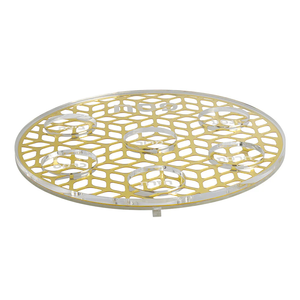 Elegante Piatto Seder in Acrilico di Lusso con Design a Nido d'Ape Dorato, Moderno Oggetto Ebraico per Esposizione sul Tavolo Seder e Regalo di Famiglia - Product Image 2