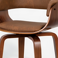Chaise de salle à manger pivotante HR-6017C avec pieds en contreplaqué, chaise de salle à manger moderne marron avec pieds en contreplaqué pour salle à manger
