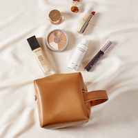 Mode Mini PU Cuir Cosmétique Pochette Portable Étanche Voyage Carré Maquillage Sac Pour Les Femmes