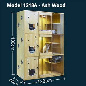 Современная клетка для кошек из массива дерева, роскошный кошачий домик с большой стеклянной дверью, многофункциональная вилла для демонстрации и содержания в зимнее время - Product Image 6