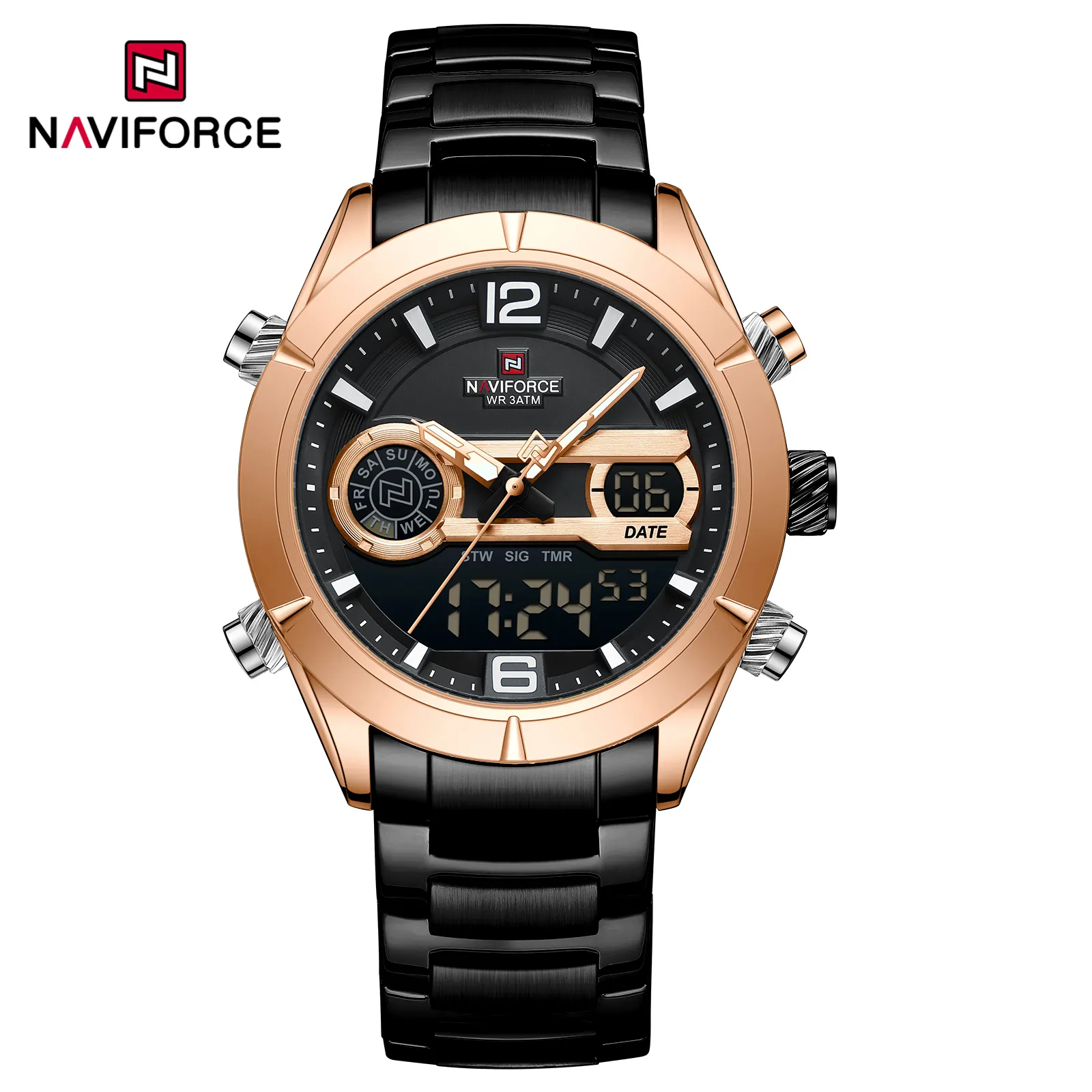 NAVIFORCE 9232 Top Rating Ornate Classic Original Factory Wholesale In Stock New Listing Men Quartz Watch Stainless Steel Band