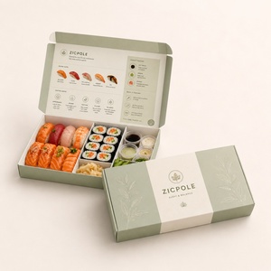 Boîte de livraison de <span class=keywords><strong>sushi</strong></span> pliable en papier écologique, résistante <span class=keywords><strong>à</strong></span> la graisse et aux fuites, avec compartiments, pour la nourriture japonaise, portable - Product Image 3