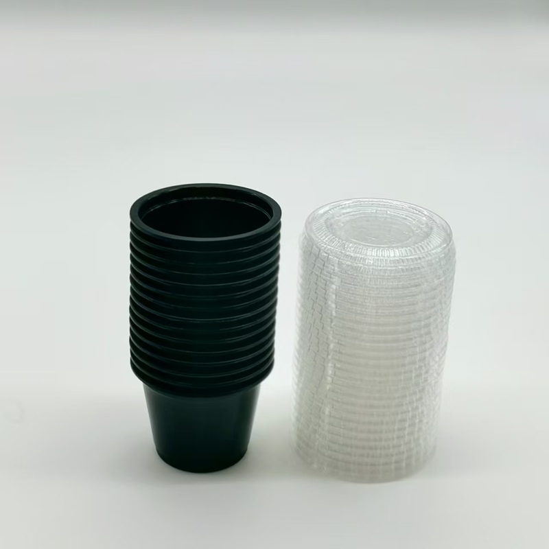4oz Disposable Black Sauce Container Single