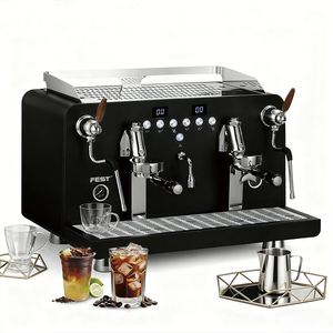 Machine à café expresso professionnelle semi-automatique en acier inoxydable à double tête, capacité 12L, pression 9 bars - Product Image 1