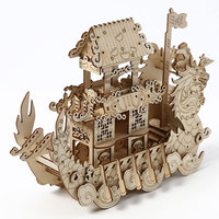 Commande en gros de puzzles 3D en bois pour adultes, Ornement bateau-dragon en bois 3D, Cadeau d'affaires culturel créatif