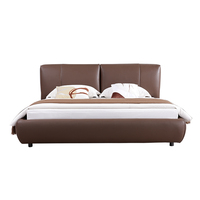 Ensemble de lit de luxe moderne haut de gamme, taille King, avec cadre en cuir massé à motif craquelé en laiton italien, écologique et durable