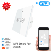 LangYeao Smart Fan Switch EU Remote Controller Panneau de commande tactile Tuya avec transmission RF intégrée 433mhz