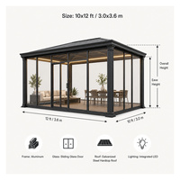 Luxuriöser Langlebiger Garten-Pool Outdoor-Aluminium-Pavillon mit Schiebetür aus Glas Metall-Hardtop-Dach Pergola