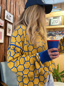 Maglione Pullover a quadri da donna con scollo girocollo a girocollo autunno inverno - Product Image 5