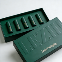Coffret Cadeau Rigide Personnalisé de 5 Rouges à Lèvres Liquides avec Fermeture Magnétique, Kit de Maquillage Brillant à Lèvres Mat, Boîte d'Emballage avec LOGO en Relief