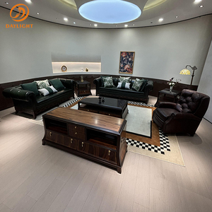 Royal Living Room Freizeit stuhl aus Holz Europäisches Mahagoni-<span class=keywords><strong>Sofa</strong></span> High-End Italien Elegantes antikes Lederset Villa Klassische Möbel - Product Image 4