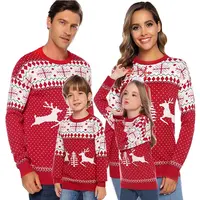 Suéter de acrílico personalizado unissex, de malha, fechado, natal, casal, família, feliz natal, pulôver, suéter